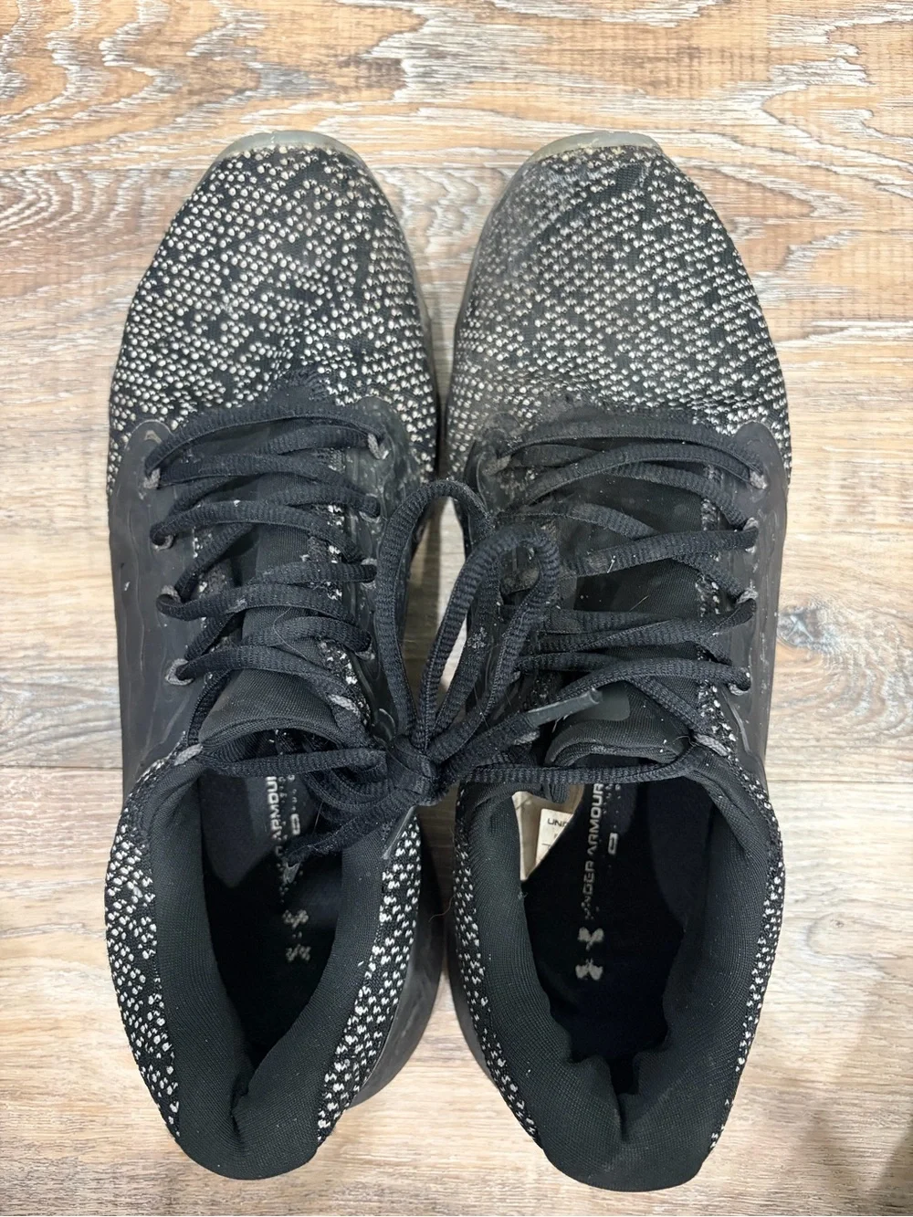 Under Armour Black Knit Running Sneakers with White Accent, Men’s Size 12